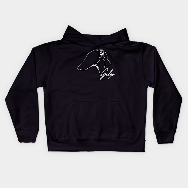 Proud Galgo profile dog lover sighthound gift Kids Hoodie by wilsigns